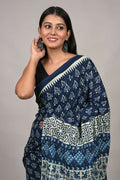 Exclusive Collection Blue Multi Beautiful Mulmul Cotton Saree