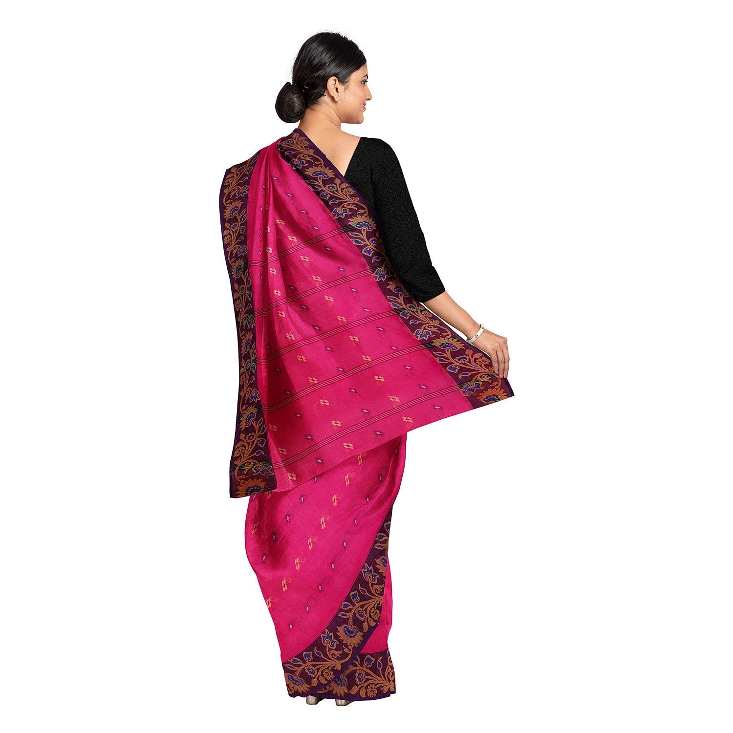 Exclusive Collection 100% Pure Cotton Pink Tant Saree With Hand Weaving Work