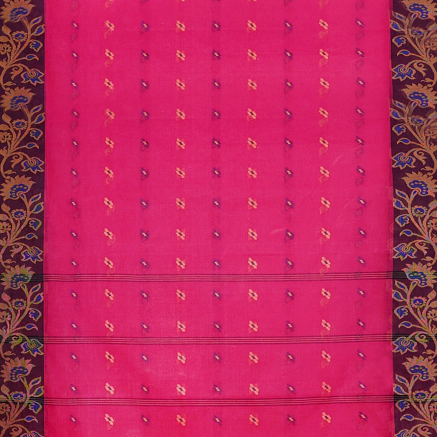 Exclusive Collection 100% Pure Cotton Pink Tant Saree With Hand Weaving Work