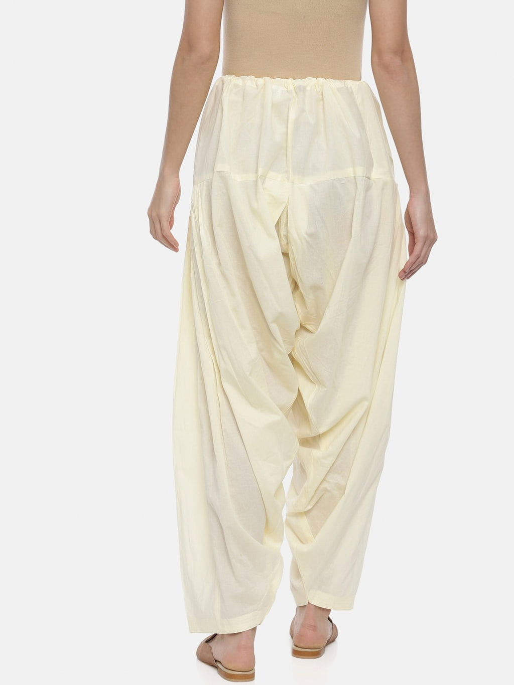 Souchii Cream-Coloured Solid Loose-Fit Patiala