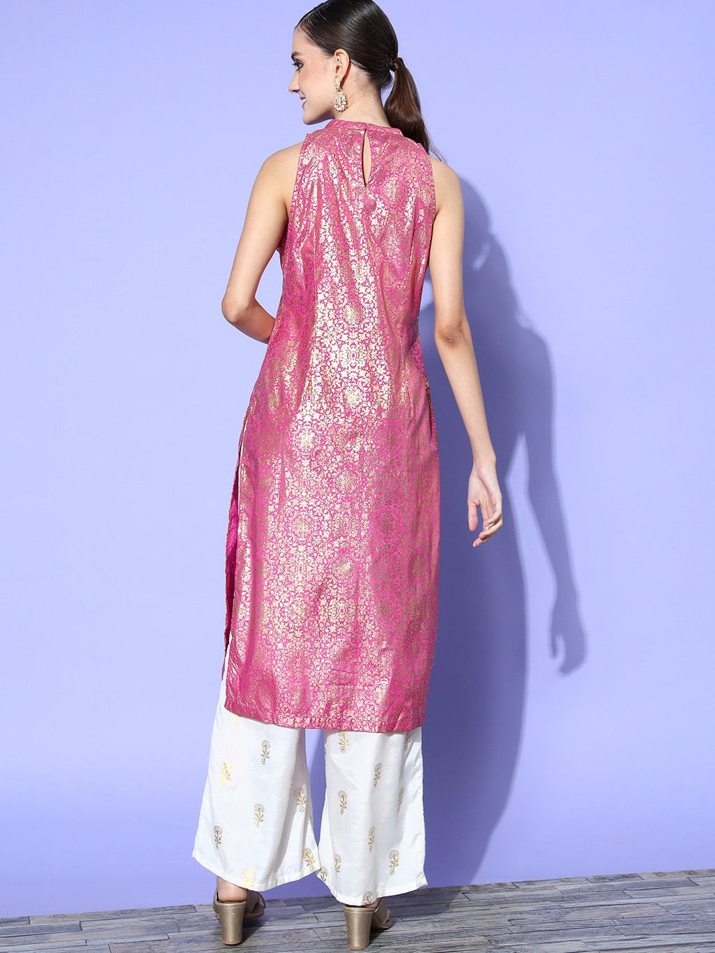 HERE&NOW Women Ethnic Motifs Polyester Hyper Texture Kurta Set