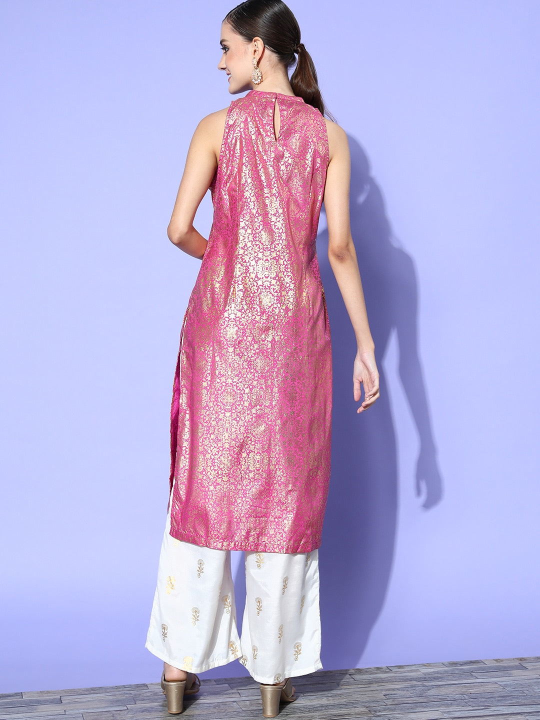 HERE&NOW Women Ethnic Motifs Polyester Hyper Texture Kurta Set