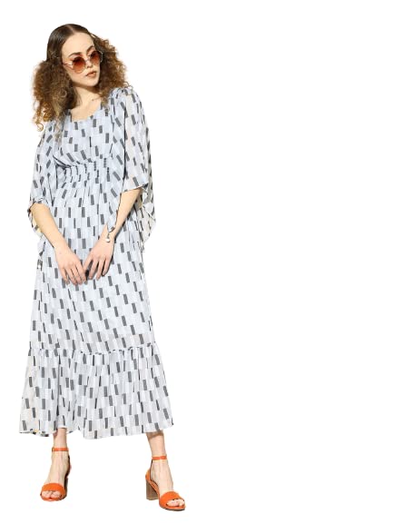 Juniper Women's Women Beautiful Grey Checked Tiered Dress