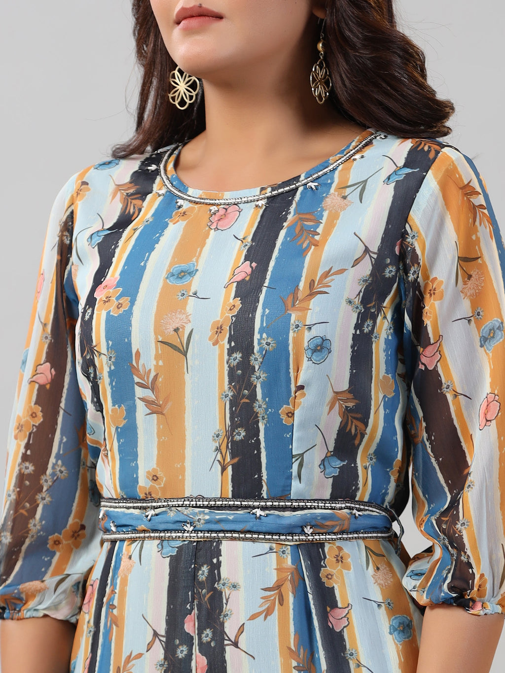 Juniper Women Skyblue Chiffon Printed Jumpsuit
