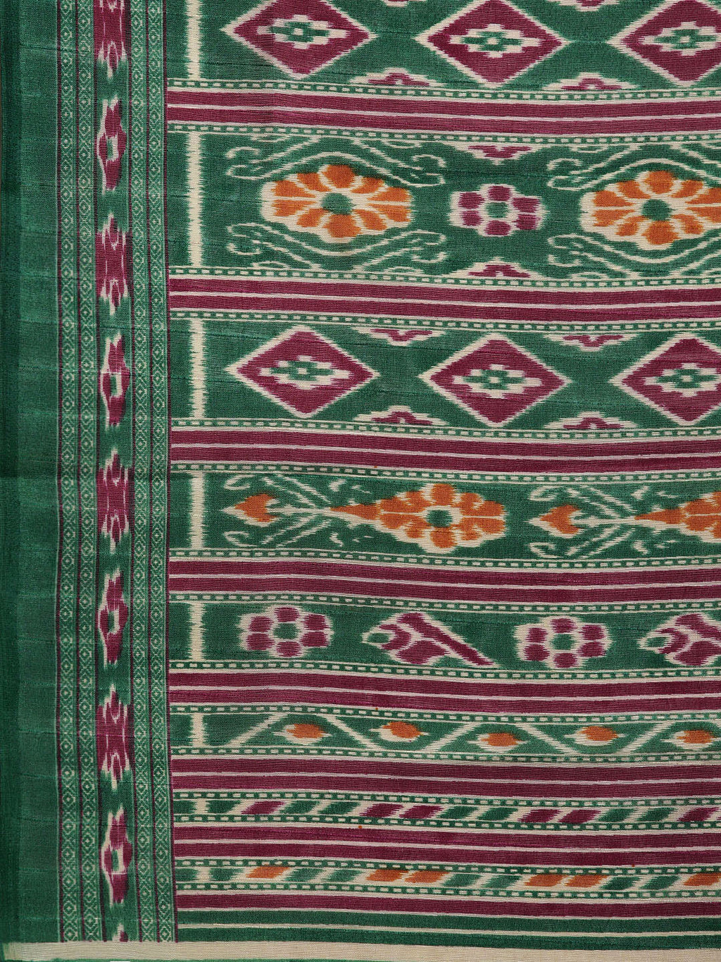 Saree Mall Magenta & Green Printed Bhagalpuri Saree