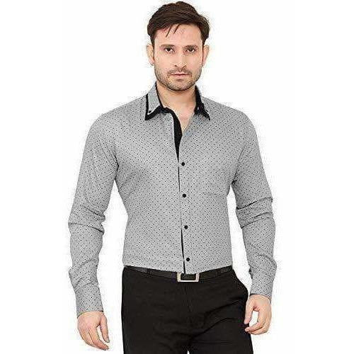 Men's Cotton Casual Polka Printed Shirt