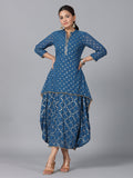 Juniper Women Indigo Georgette Printed Draped Maxi Dress