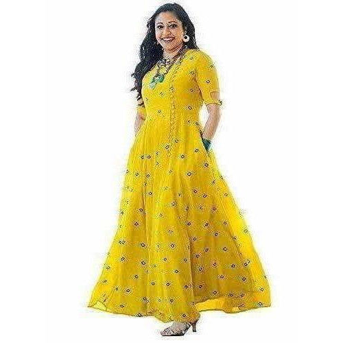 Yellow Color - Long Embroidered Kurti