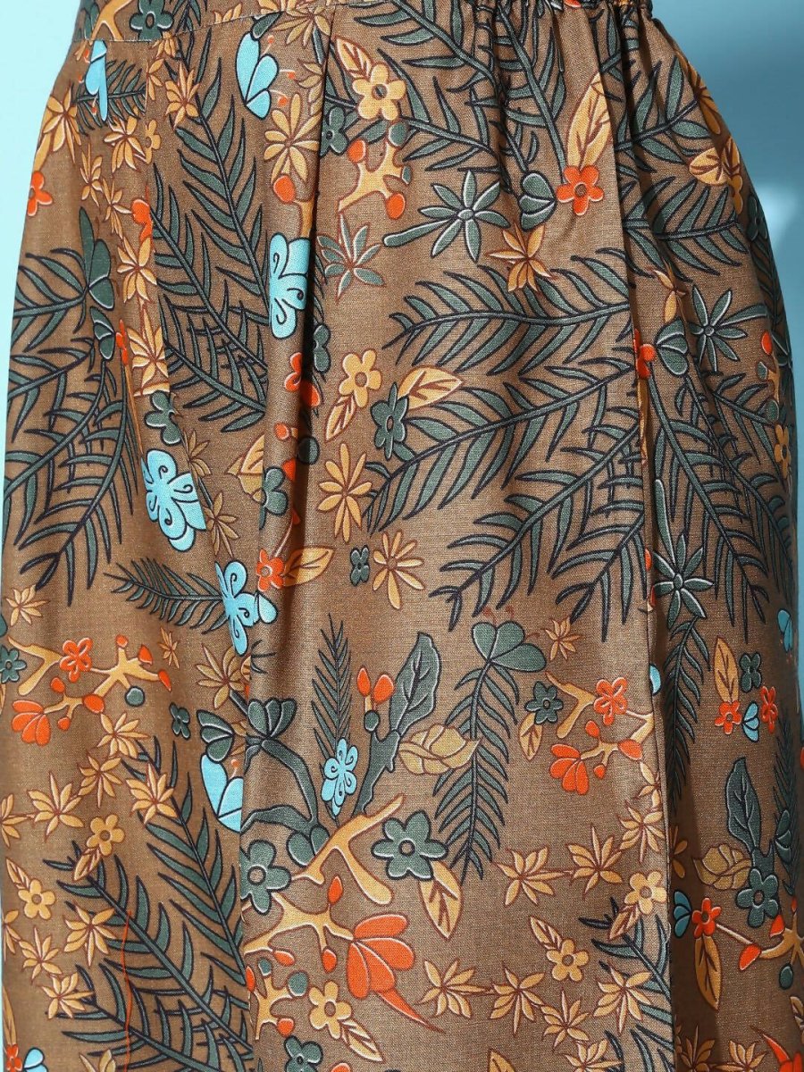 Ahalyaa Women's Brown Colour Cotton Blend Digital Printed Kurta Palazzo Set With Dupatta