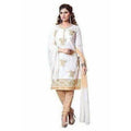 Cotton Embroidered Unstitched Salwar Suit - White