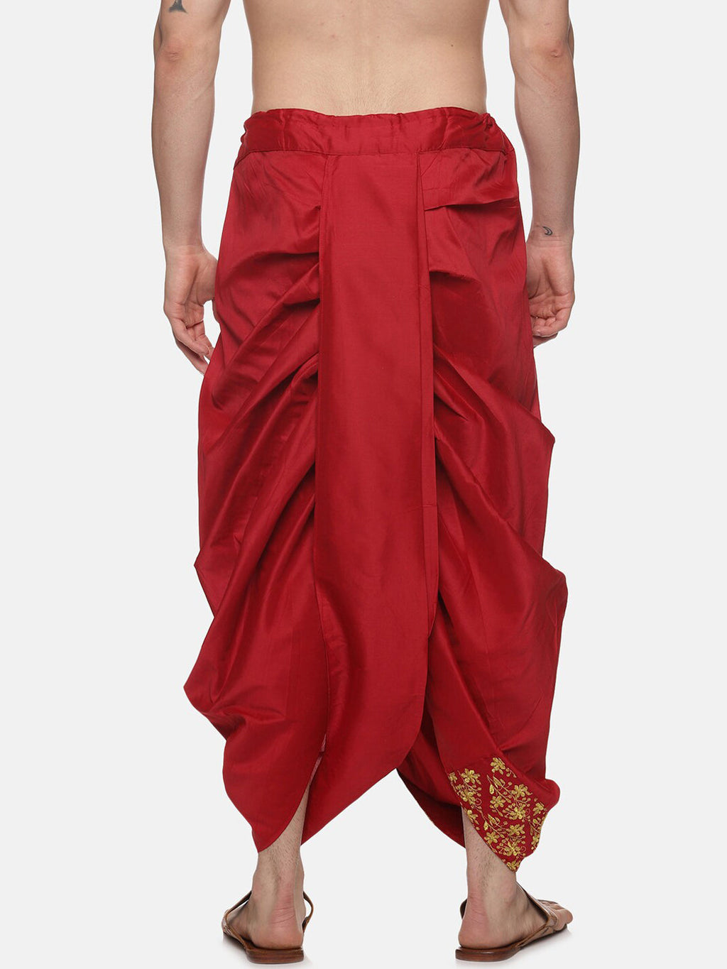 Sethukrishna Men Maroon Embroidered Dhoti Pant