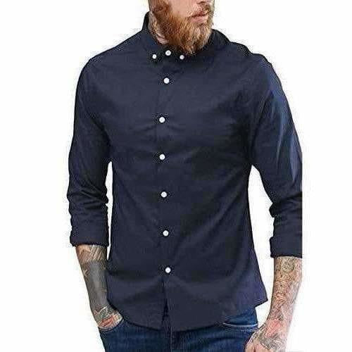 Men's Contrast Button Slim Fit Formal Shirt