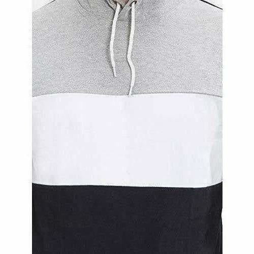 Men's Stylish Full Sleeve Grey, White, Black Hooded T-Shirt