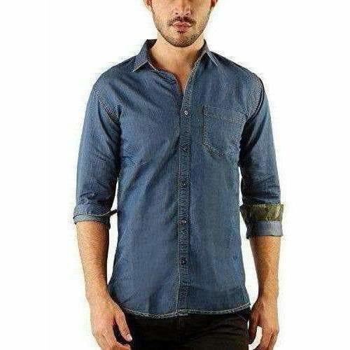 Men's Denim Full Sleeve Casual Shirt Dark Blue Color