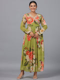 Juniper Women Green Georgette Printed Maxi Dress