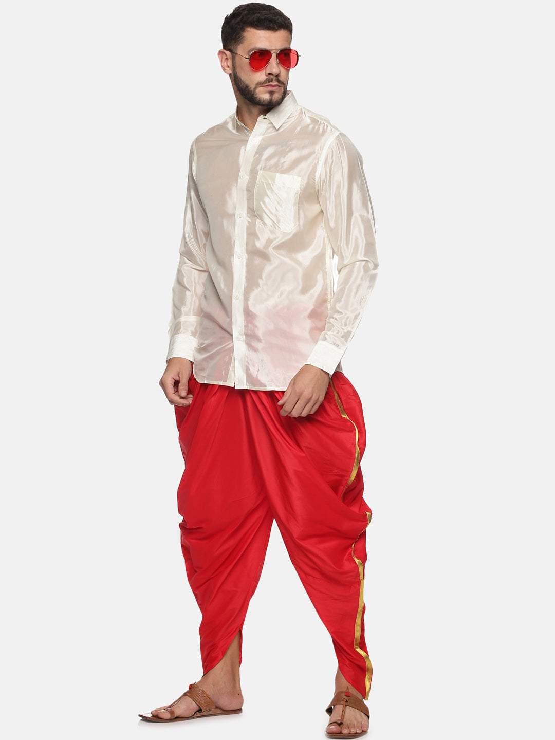Sethukrishna Men Red Solid Dhoti Pant
