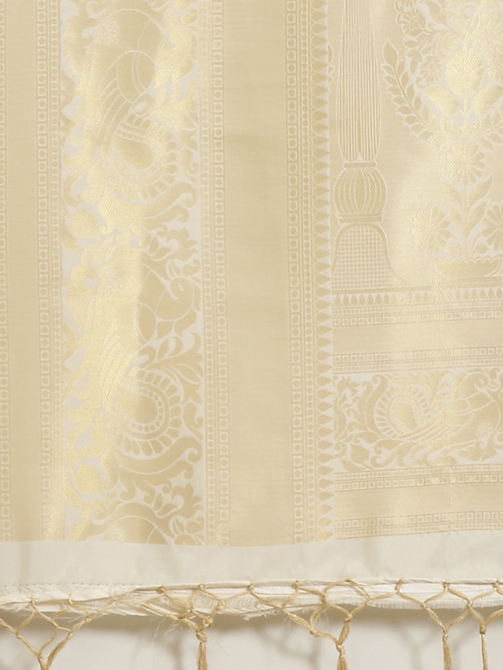 Saree Mall Off-White & Golden Woven Design Banarasi Saree