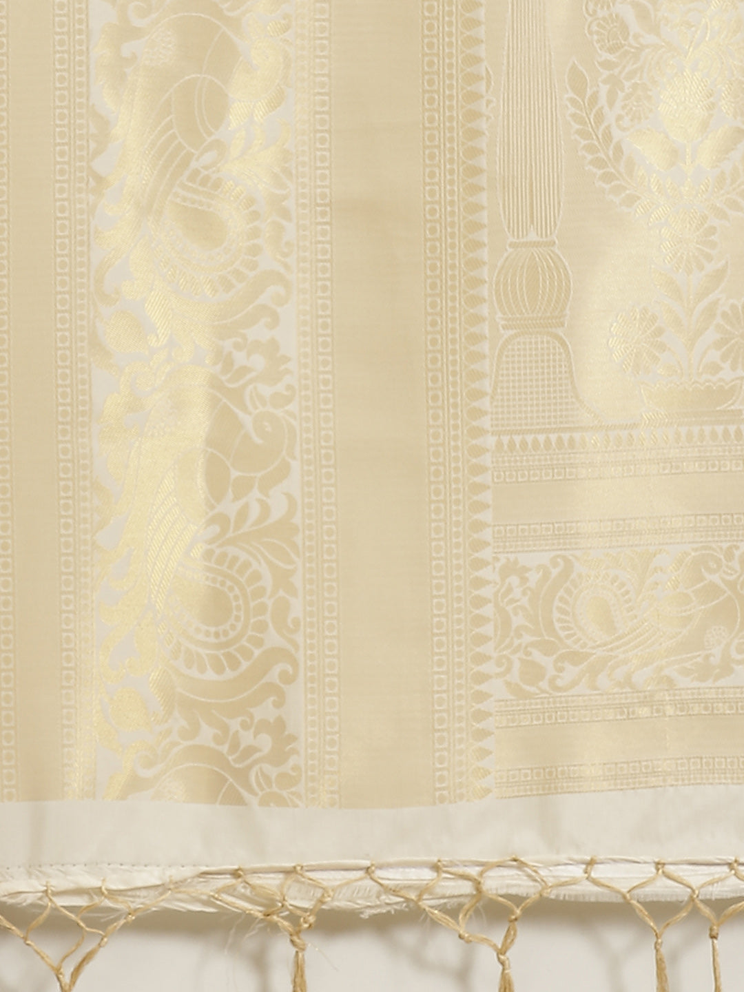 Saree Mall Off-White & Golden Woven Design Banarasi Saree