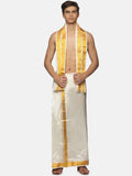 Sethukrishna Men Cream-Coloured Solid Dhoti