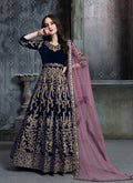 Monjolika Fashion Stunning Dark Green Color Velvet Embroidery Patiala Suit