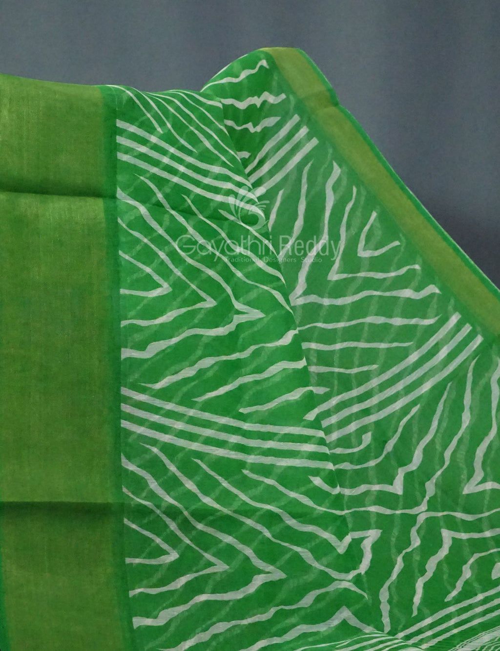 Shades of Parrot Green Leheriya Print Semi Chanderi Saree By Gayathri Reddy Designer Studio