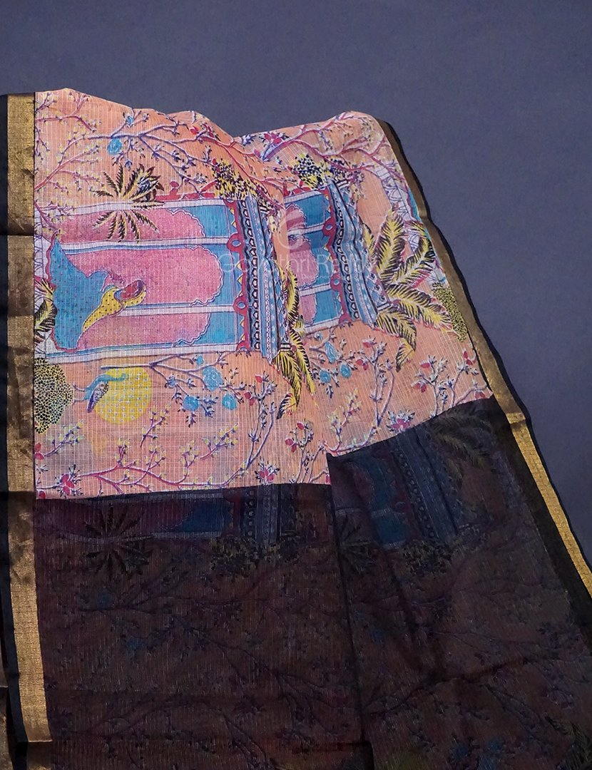Light Peach Colour Rajasthani Design Pure Kota Cotton Saree By Gayathri Reddy Designer Studio