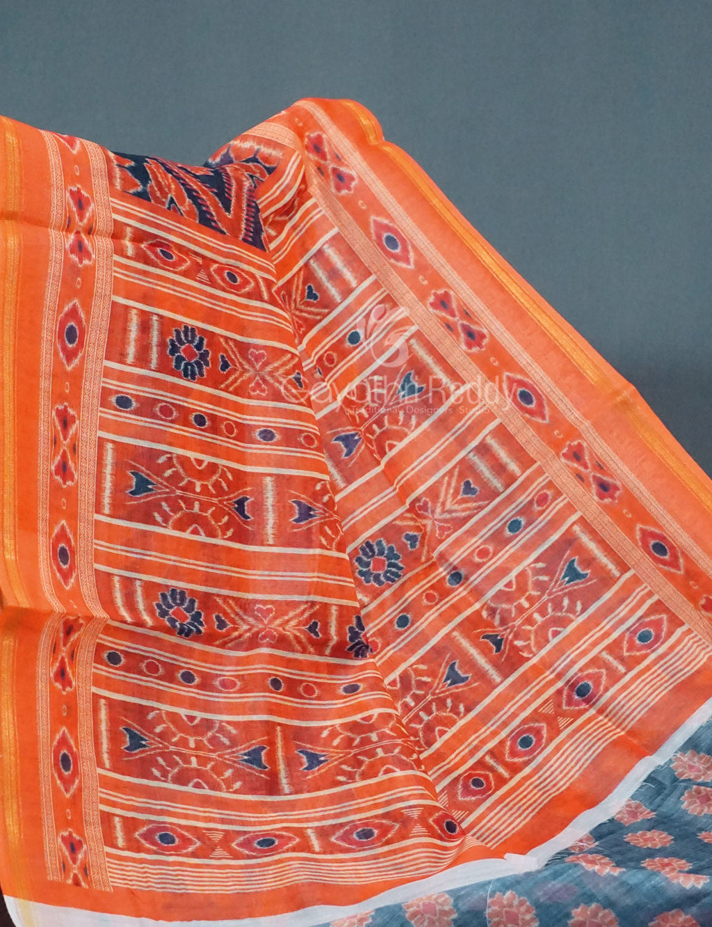 Shades of Grey Colour Floral Print Semi Chanderi Saree By Gayathri Reddy Designer Studio