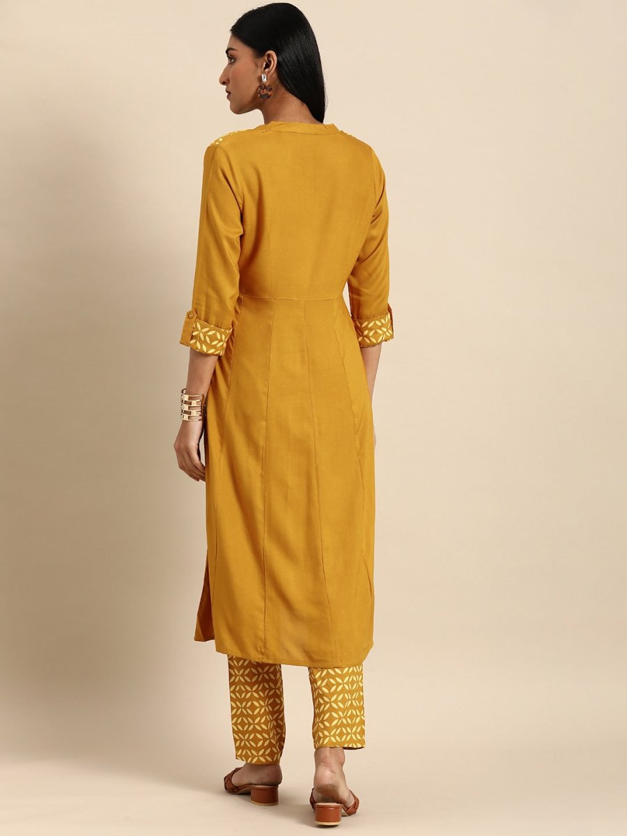 All About You Women Brown & Cream Printed Kurta with Trousers