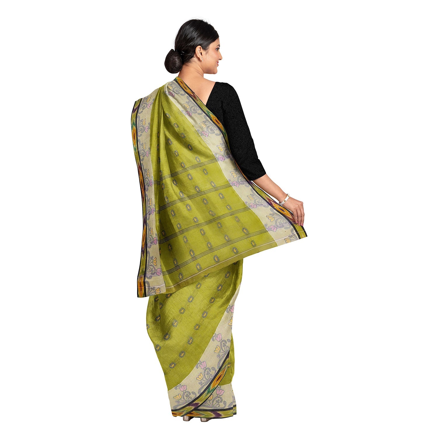 Exclusive Collection 100% Pure Cotton Olive Tant Saree With Hand Weaving Work
