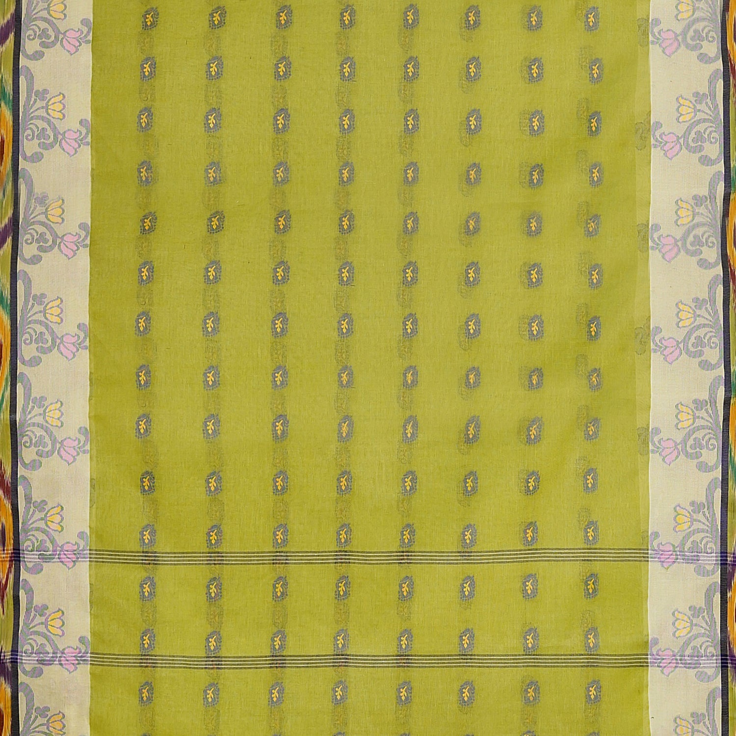 Exclusive Collection 100% Pure Cotton Olive Tant Saree With Hand Weaving Work