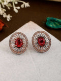 Shoshaa Rose Gold-Polished & White Circular Studs