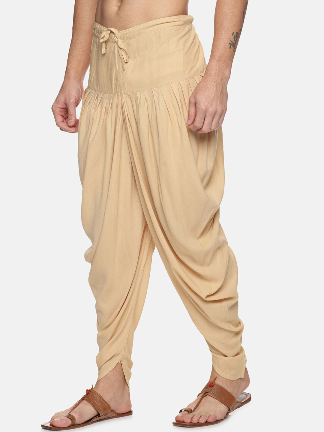 Sethukrishna Men Beige Solid Dhoti Pant