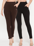 TAG 7 Women Pack of 2 Brown & Black Solid Kurti Pants