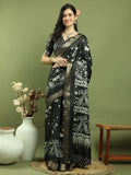 Stylee Lifestyle Black Silk Blend Zari Saree