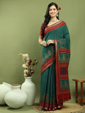 Stylee Lifestyle Teal Silk Blend Zari Saree