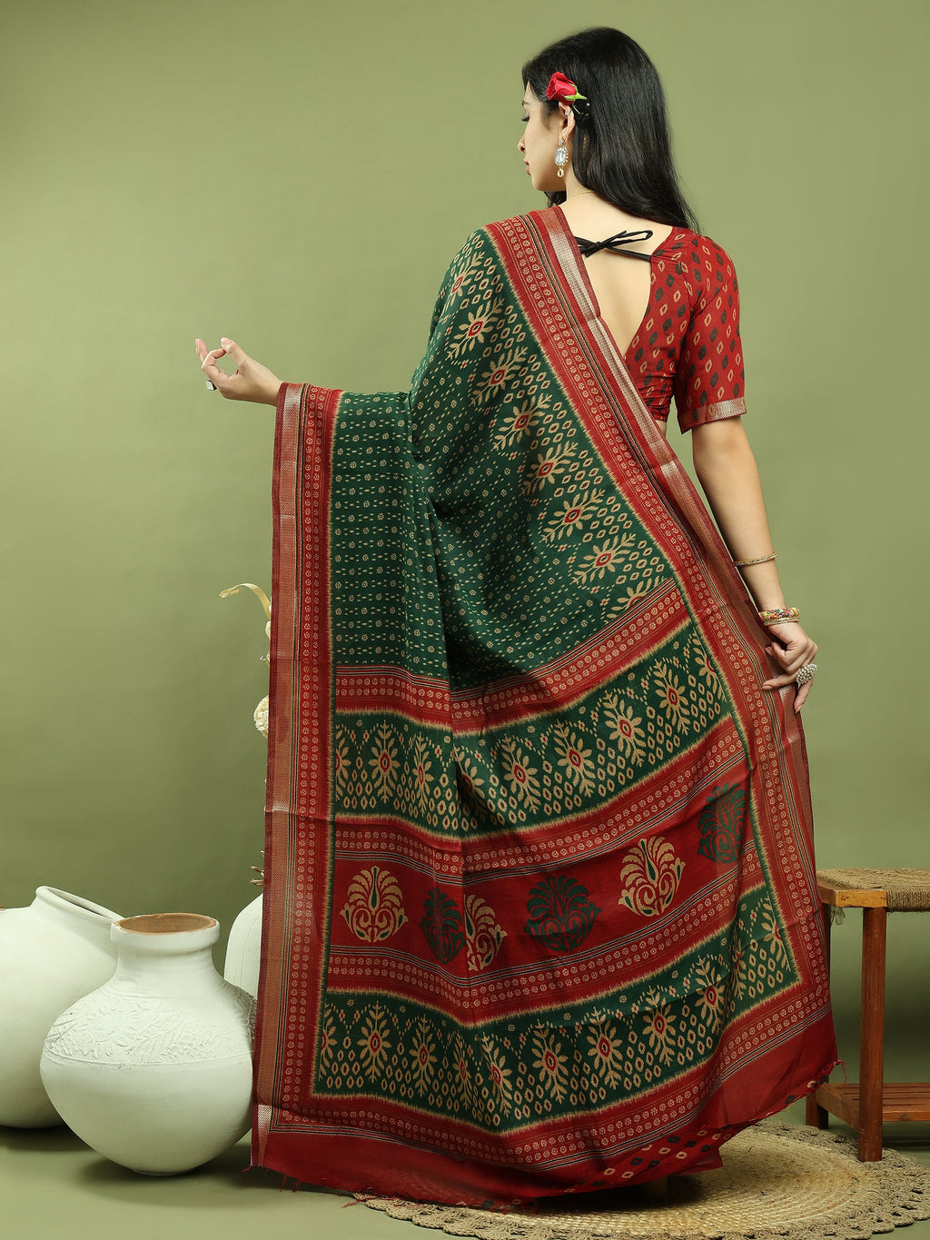 Stylee Lifestyle Green Silk Blend Zari Saree