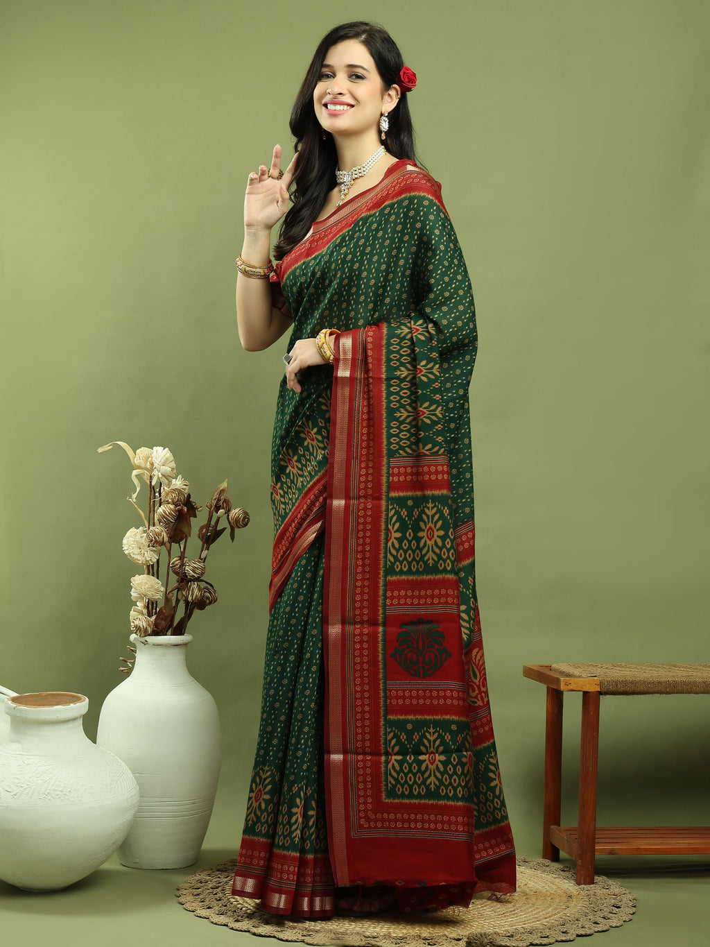 Stylee Lifestyle Green Silk Blend Zari Saree