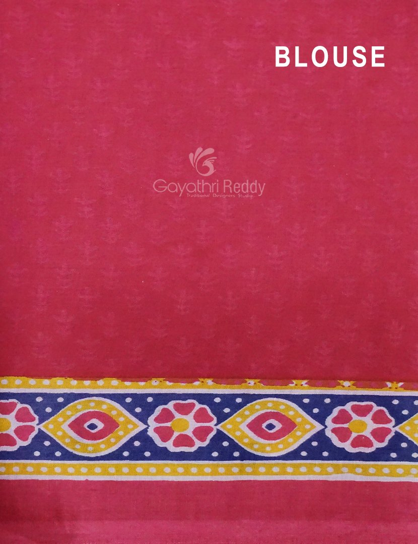 Denim Blue Colour Block Print Pure Mulmul Cotton Saree By Gayathri Reddy Designer Studio