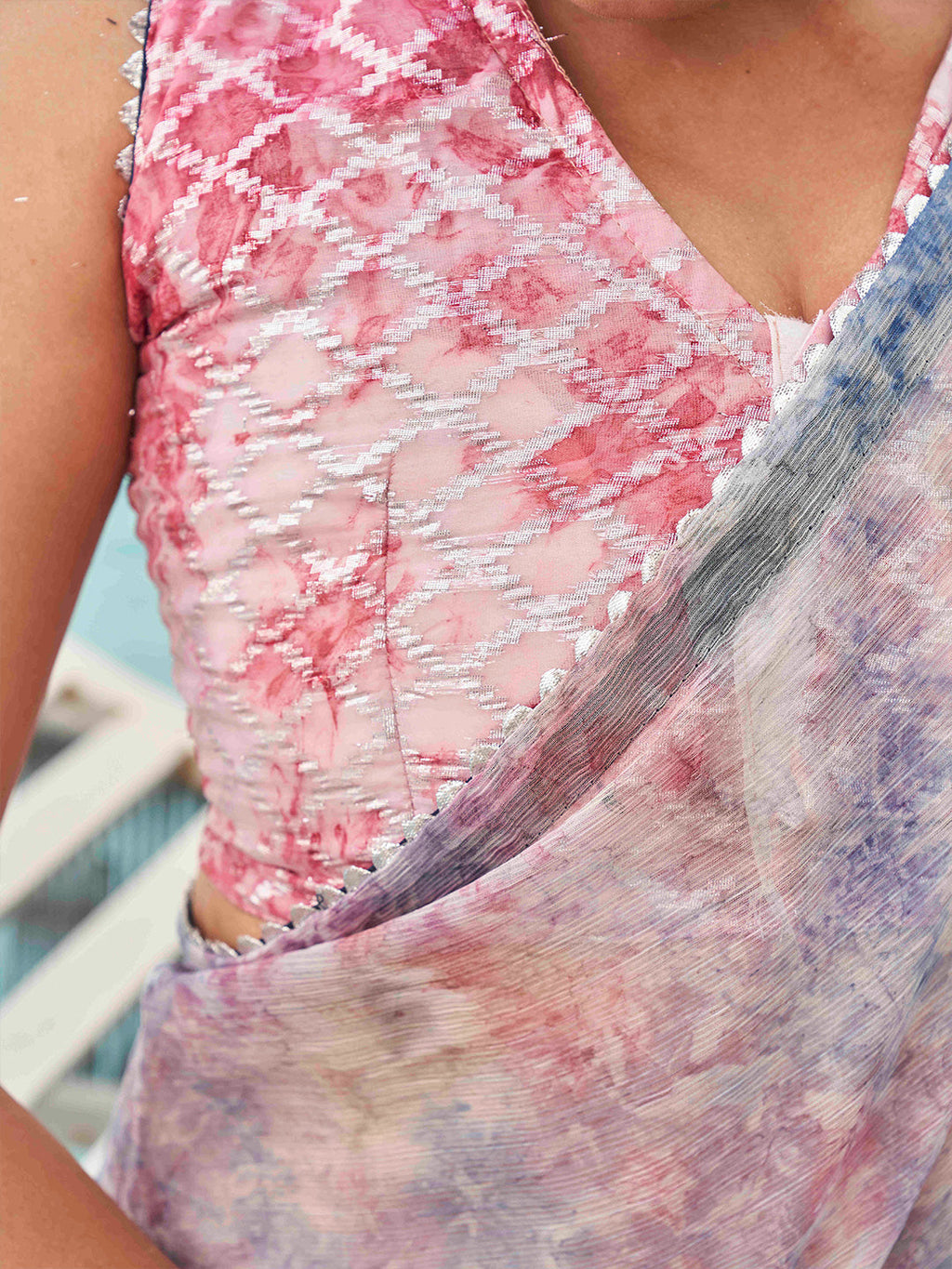 Tikhi Imli Tie and Dye Gotta Patti Chiffon Saree