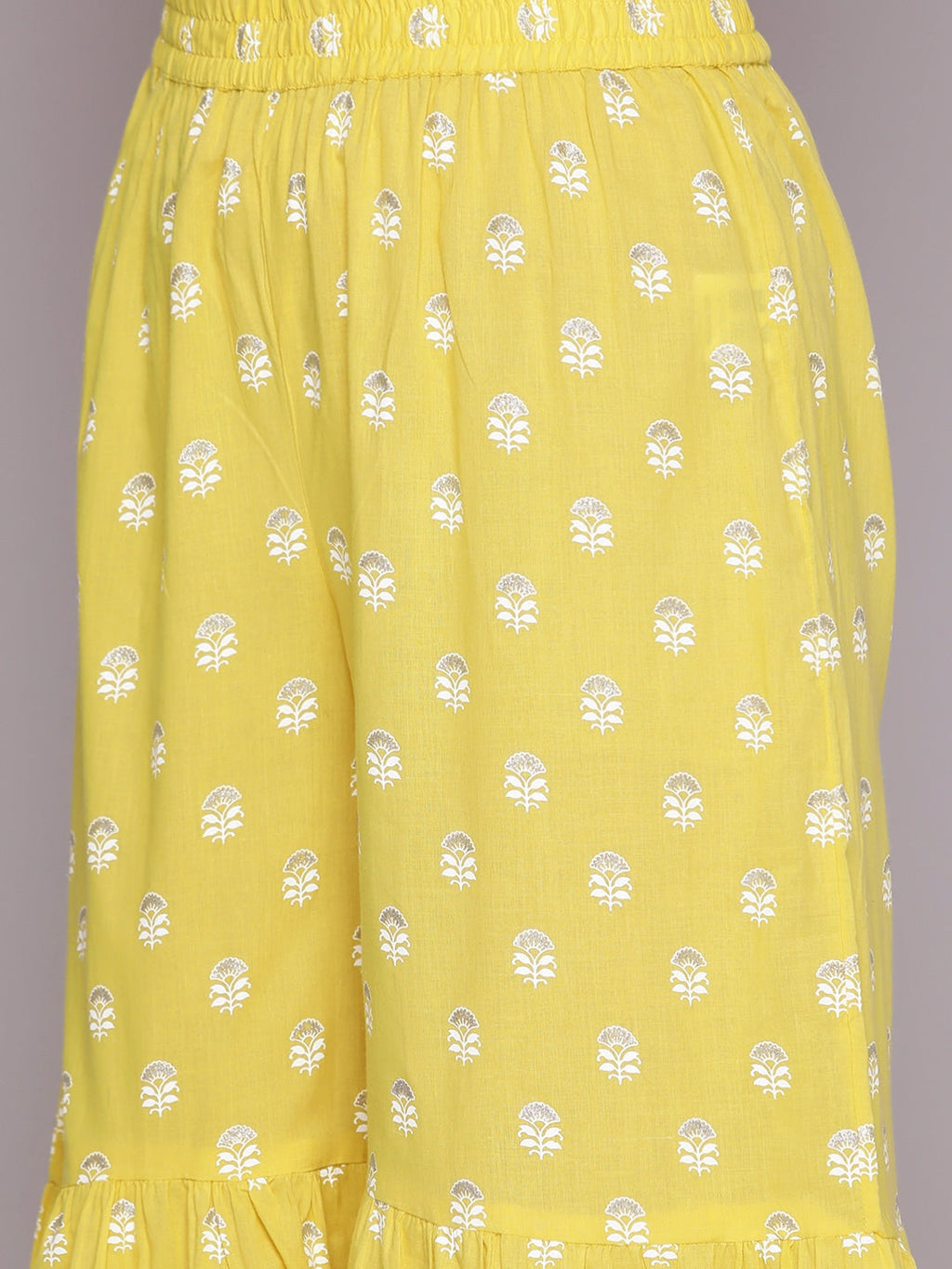 HERE&NOW Ethnic Motifs Printed Gotta Patti Pure Cotton Kurta with Sharara & Dupatta