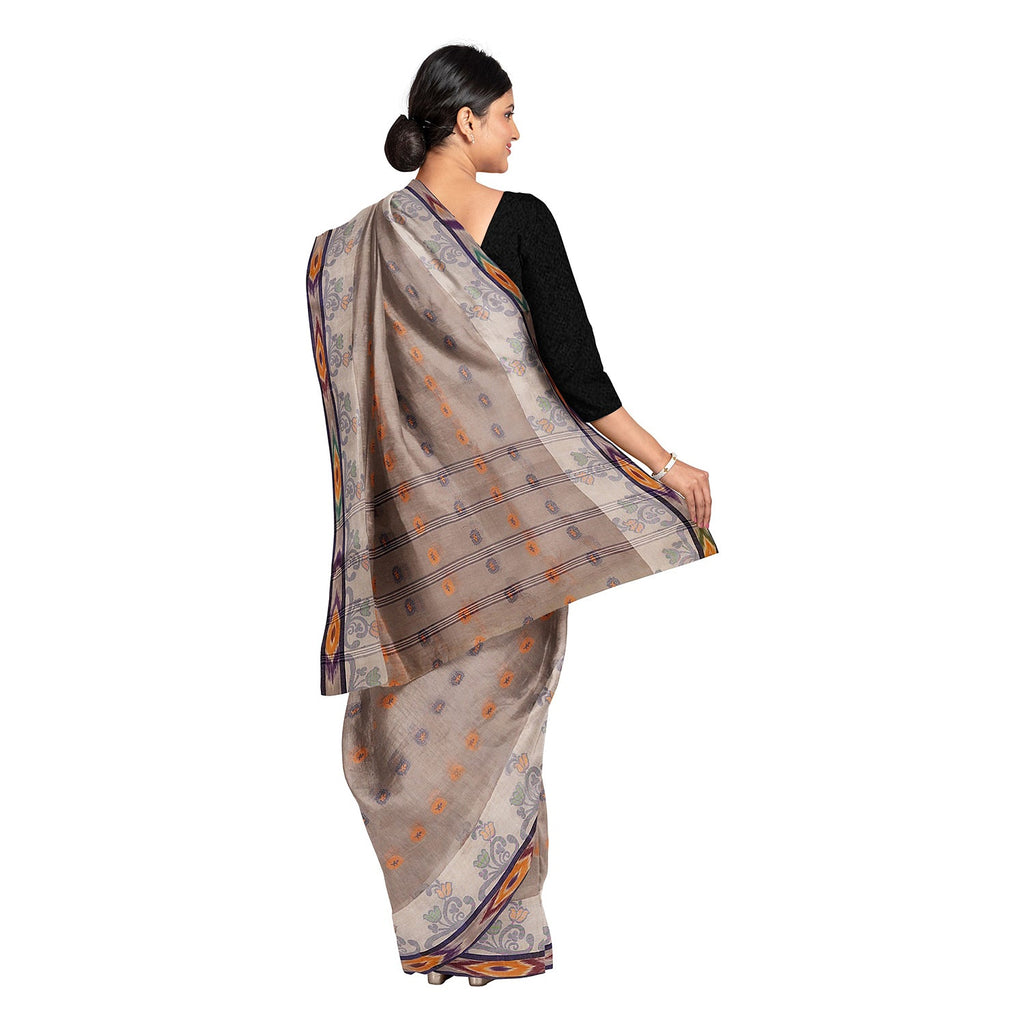 Exclusive Collection 100% Pure Cotton Beige Tant Saree With Hand Weaving Work