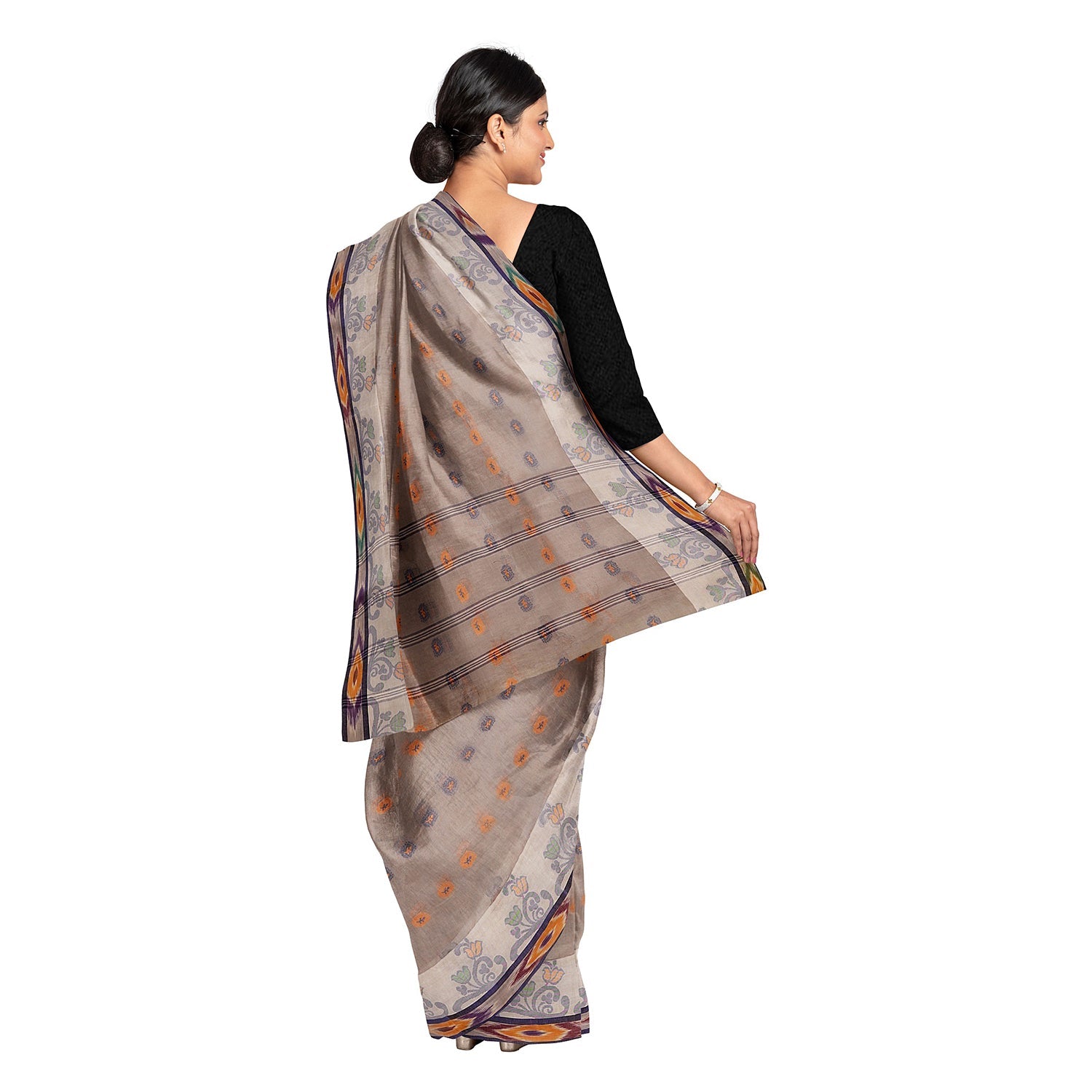 Exclusive Collection 100% Pure Cotton Beige Tant Saree With Hand Weaving Work