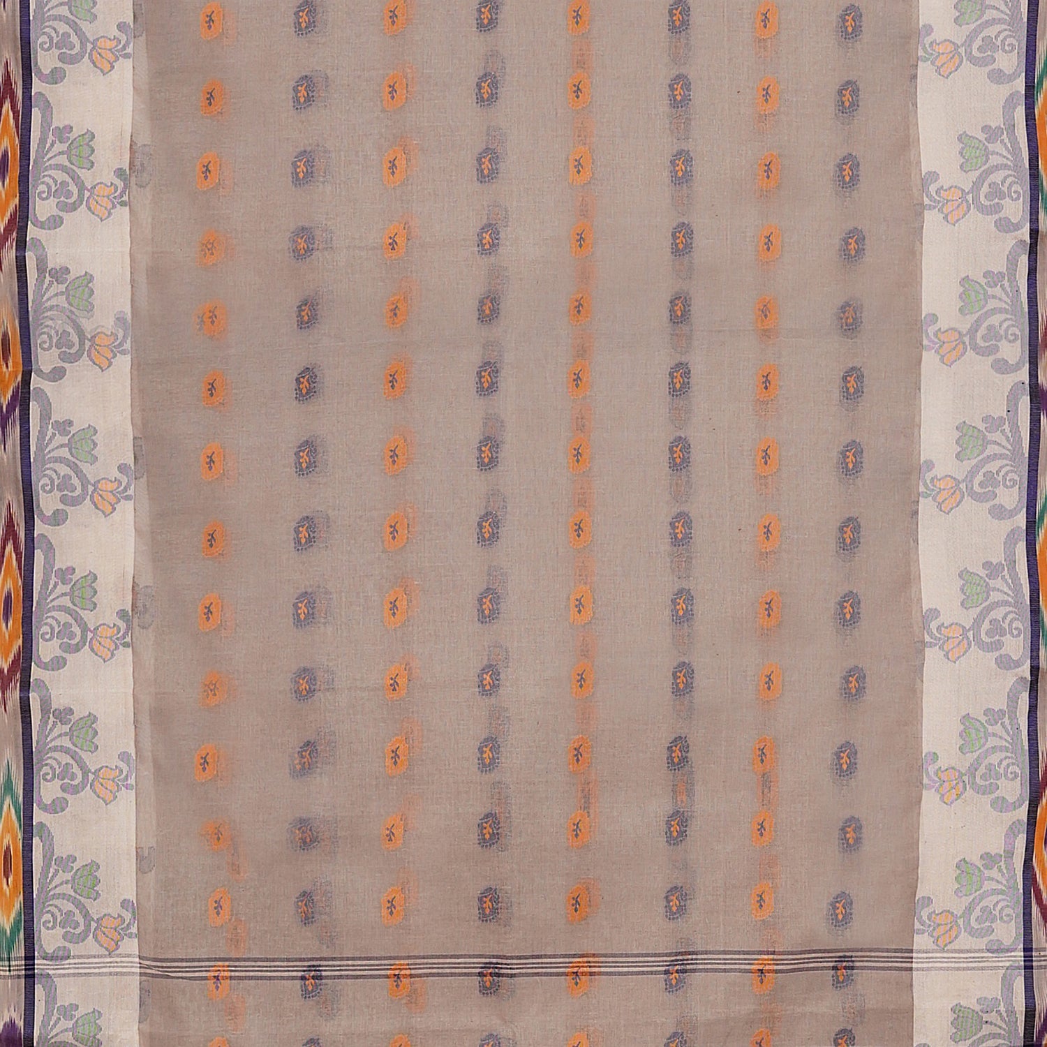 Exclusive Collection 100% Pure Cotton Beige Tant Saree With Hand Weaving Work