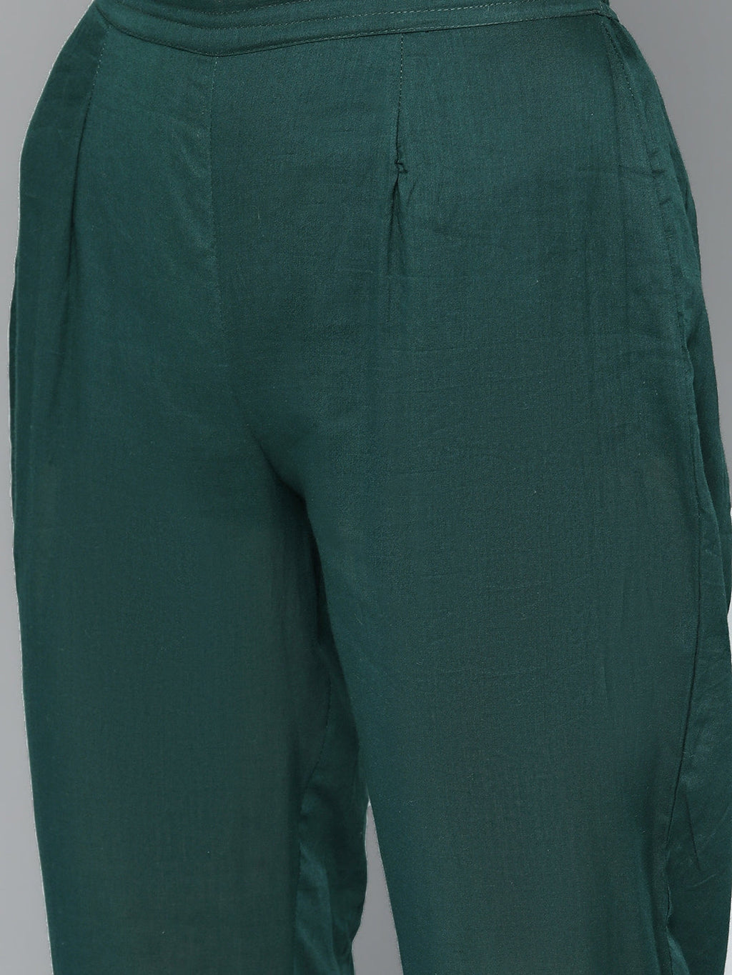 HERE&NOW Women Green & White Ethnic Motifs Embroidered Kurta with Trousers & With Dupatta