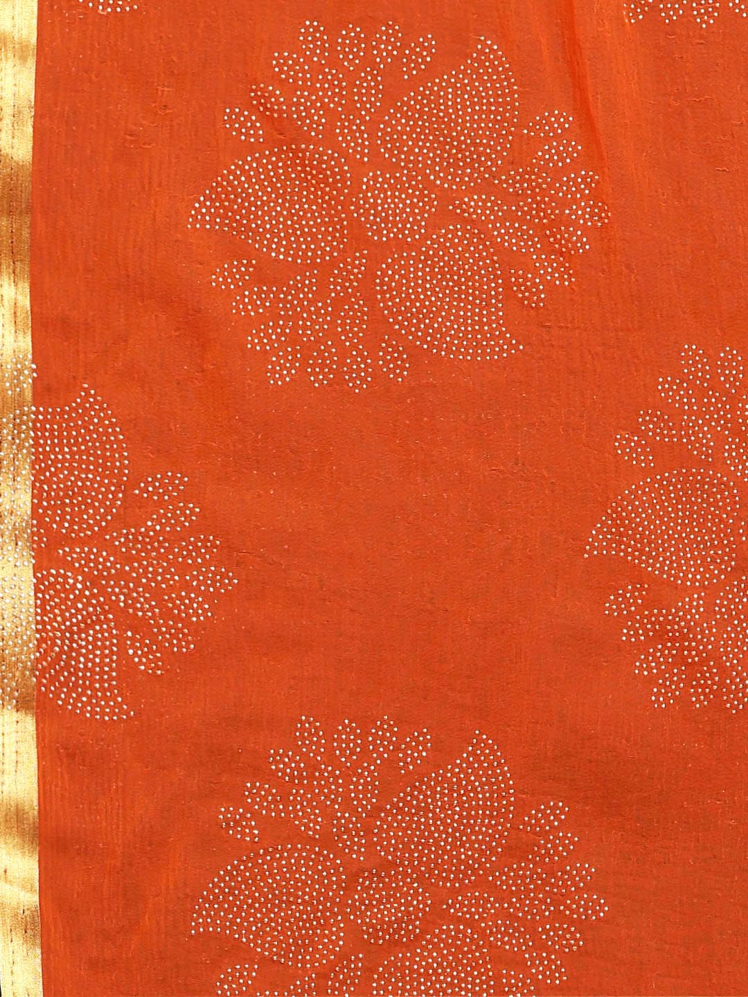Saree Mall Orange & Golden Printed Saree