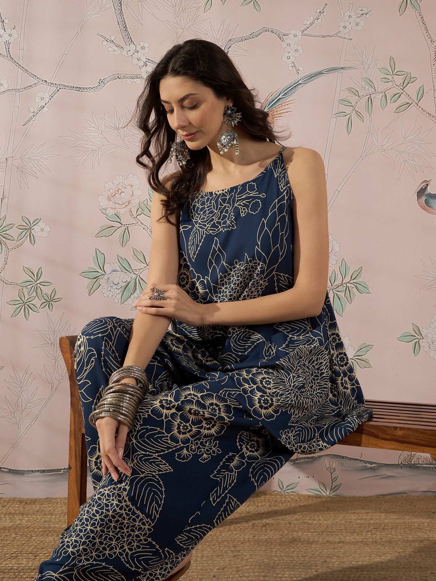 InWeave Peacock Teal Rose Leaf Strappy Set