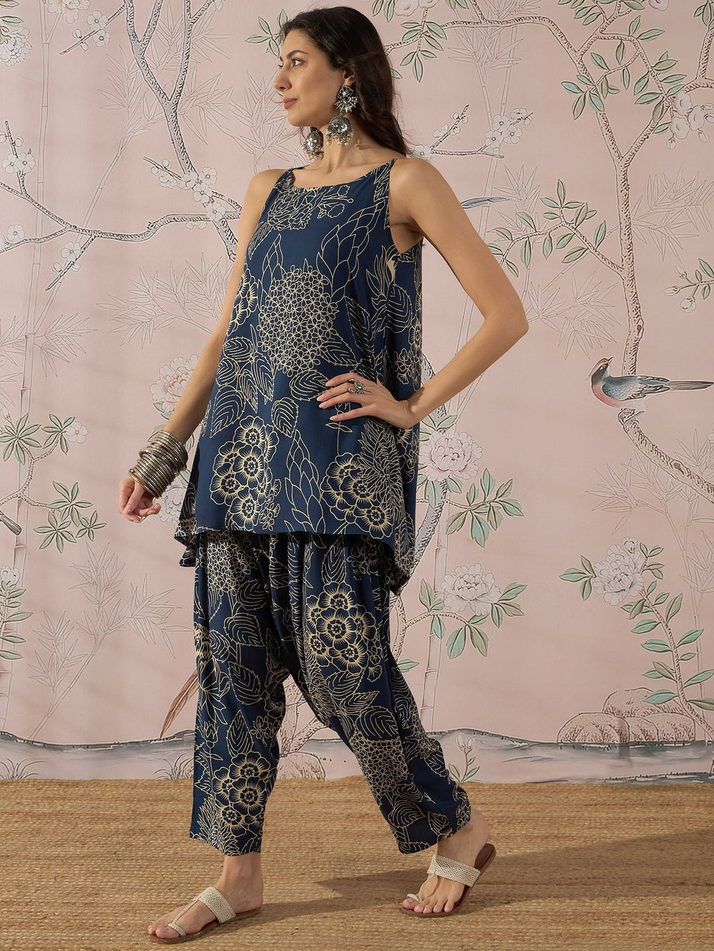 InWeave Peacock Teal Rose Leaf Strappy Set