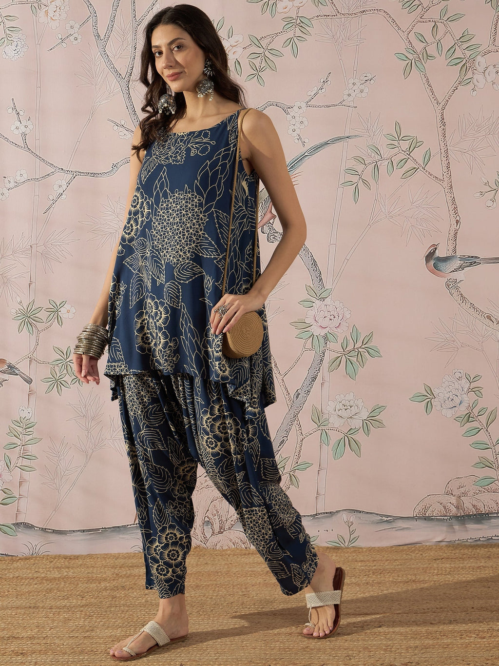 InWeave Peacock Teal Rose Leaf Strappy Set