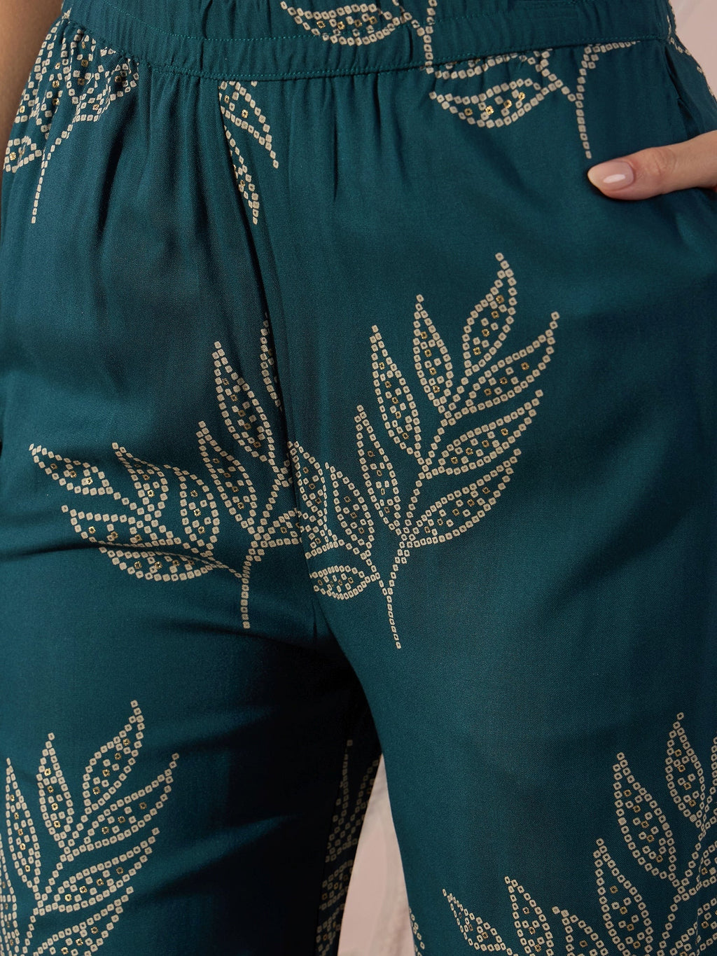 InWeave Dark Teal Leaf Halter Strappy Set