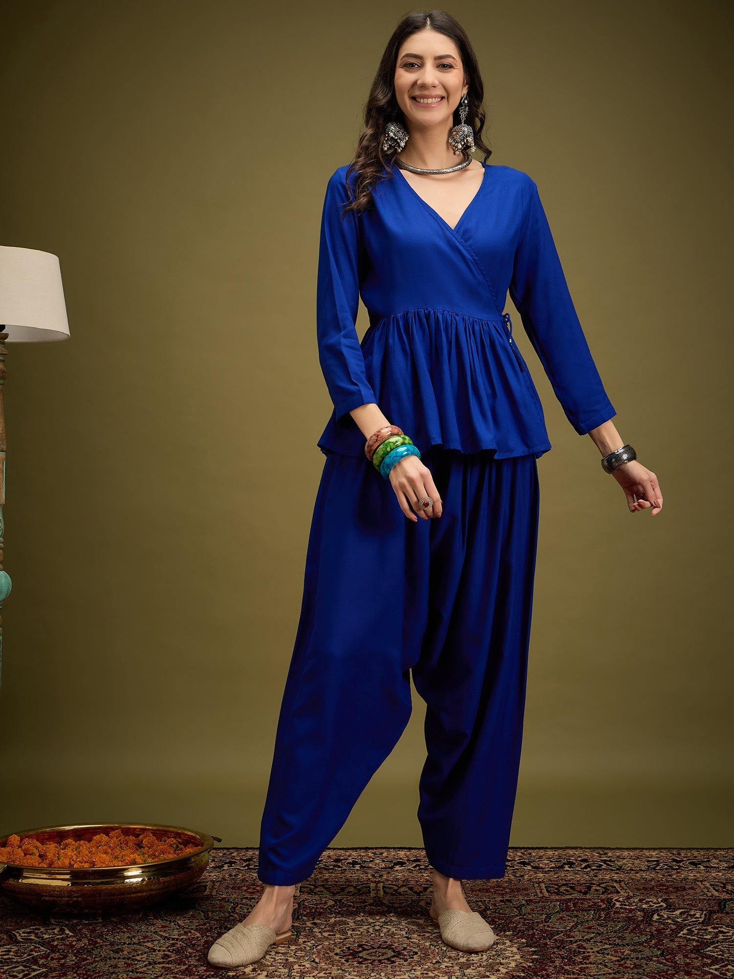 InWeave Ink Blue Angrakha Dhoti Co Ord Set